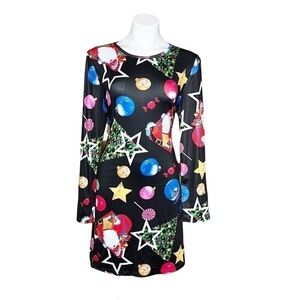NWT Ruiyige Santa, Candy and Ornaments Stretchy Long Sleeve Christmas Dress